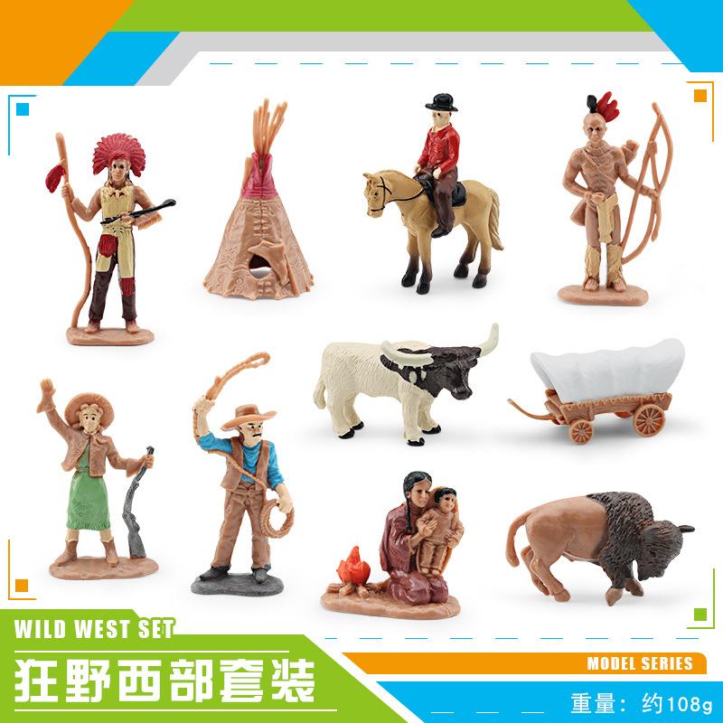 Simulation Scene Wild West Suit Character Model Chieftain Warrior Cowboy Indian Women Tent Toy