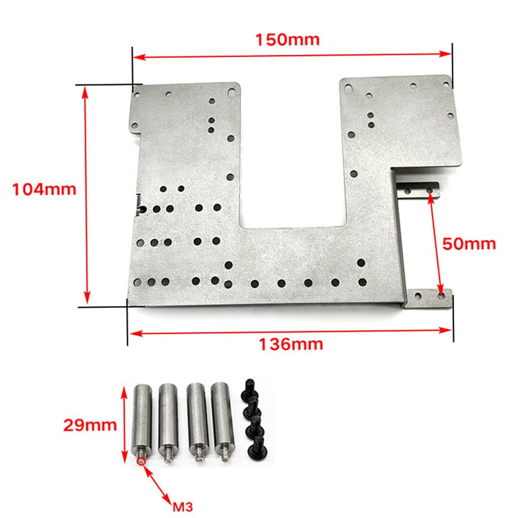 Zweite Bodenplatte aus Edelstahl, obere Platte, Batteriemontageplatte, Ersatz für Tamiya 1/14