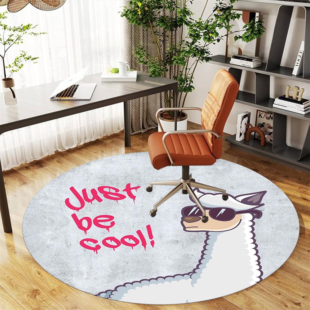 1pc llama cool Round Chair mat Area Rug - Non-Slip, Floor Mat for Office, Bedroom, and Indoor Decor c1118064