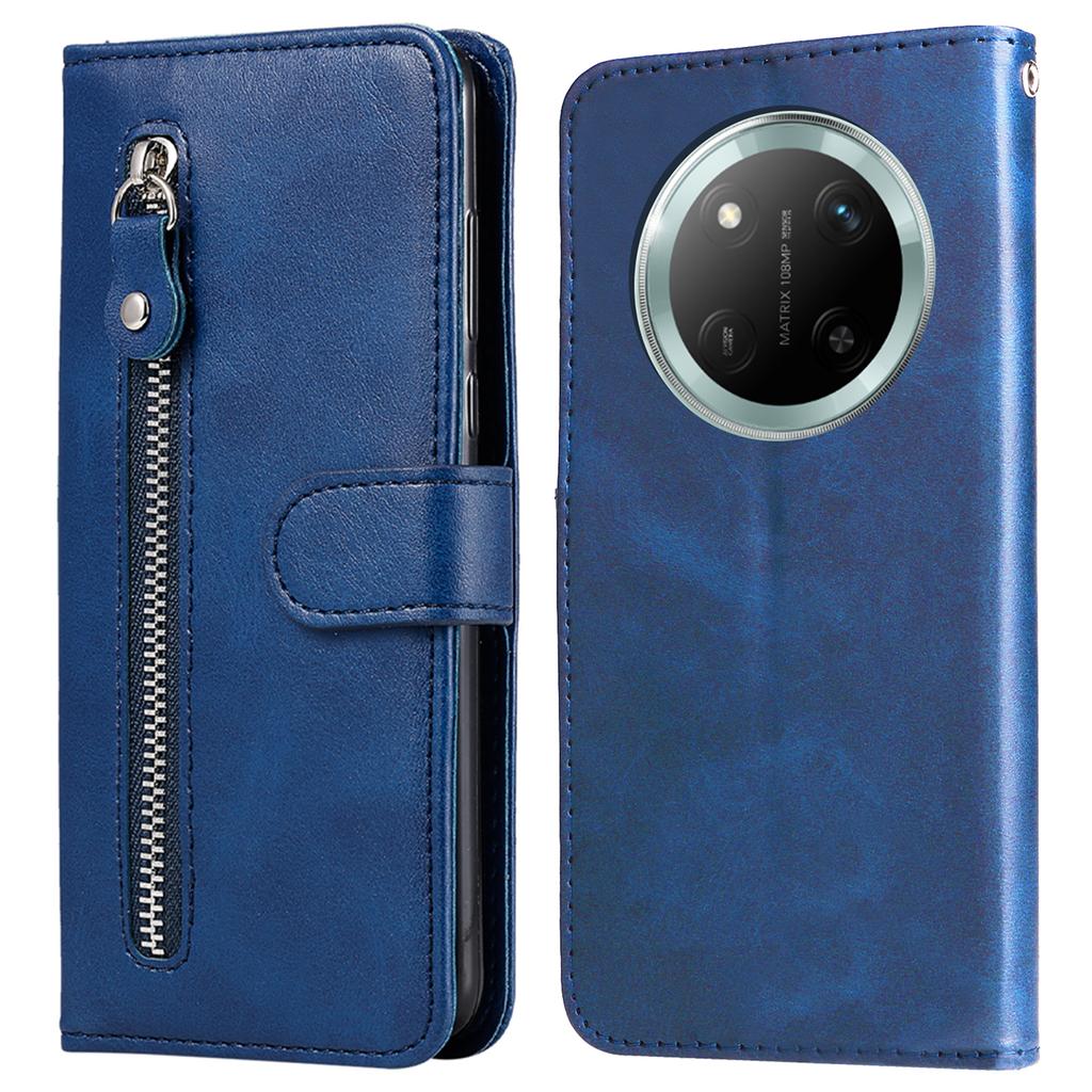 Zipper Wallet Case for Honor Magic7 Lite 5G/X9c 5G/X60 Pro 5G Calf Texture Leather Phone Cover