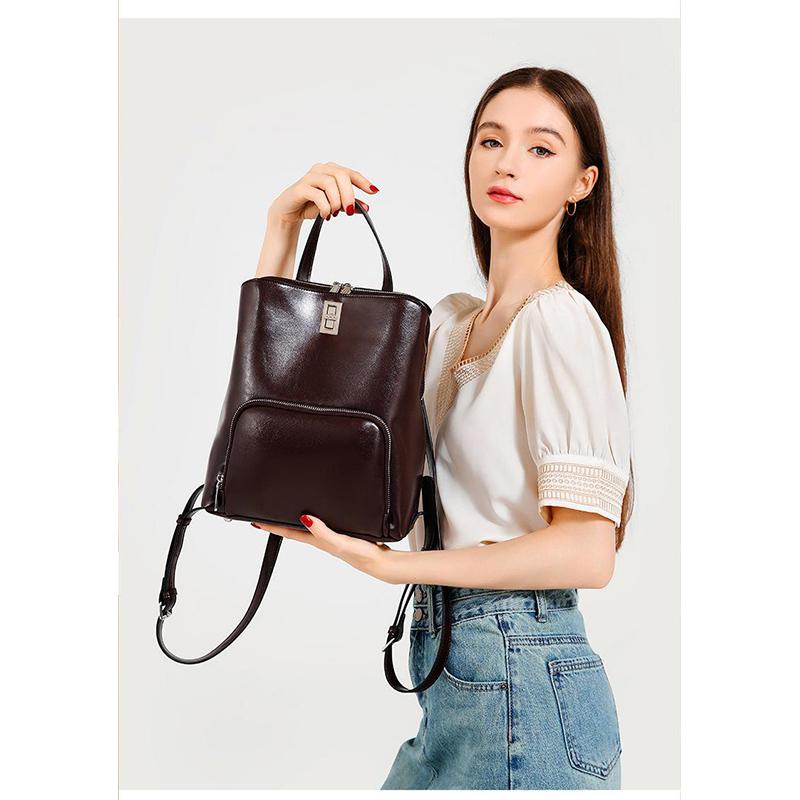 Top-grain Cowhide Hand-held Travel Bag Genuine Leather Large-capacity Simple Commuting Bag Retro Cowhide Backpack