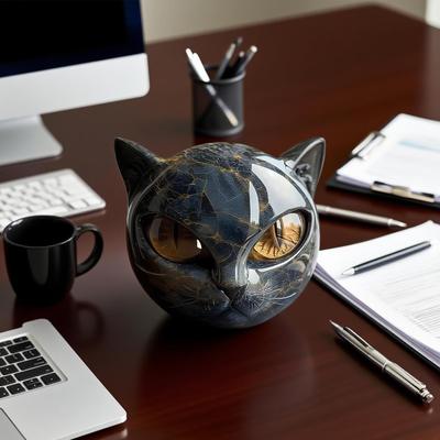Cat Statue Luxury Cat Figure Black Kitten Ornaments Animal Sculpture Home Decor for Living Room Bedroom Cabinet Shelf Tabletop
