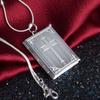 Bible Book Locket Charm Pendant for Jewelry Making Holy-Bible Pendant Cross Picture Box Frame Charm DIY Necklace Jewelry