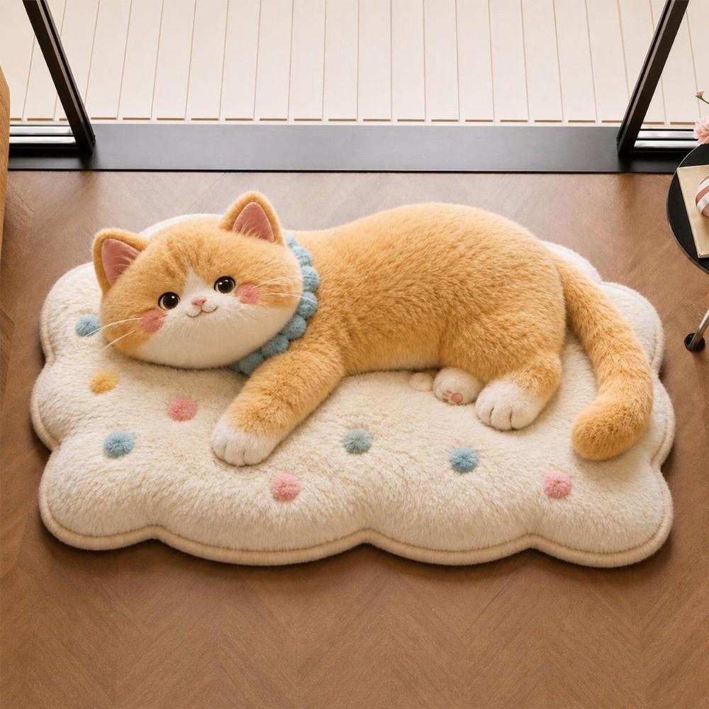 Non-Slip Cat  Area Rug 2D Cartoon Carpet Soft Home Decor Carpet  Living Rooms