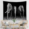 Black and White Elephant Print Pattern Tapestry Bohemian Style Wall Hanging Mandala Polyester Living Room Decoration Tapestry