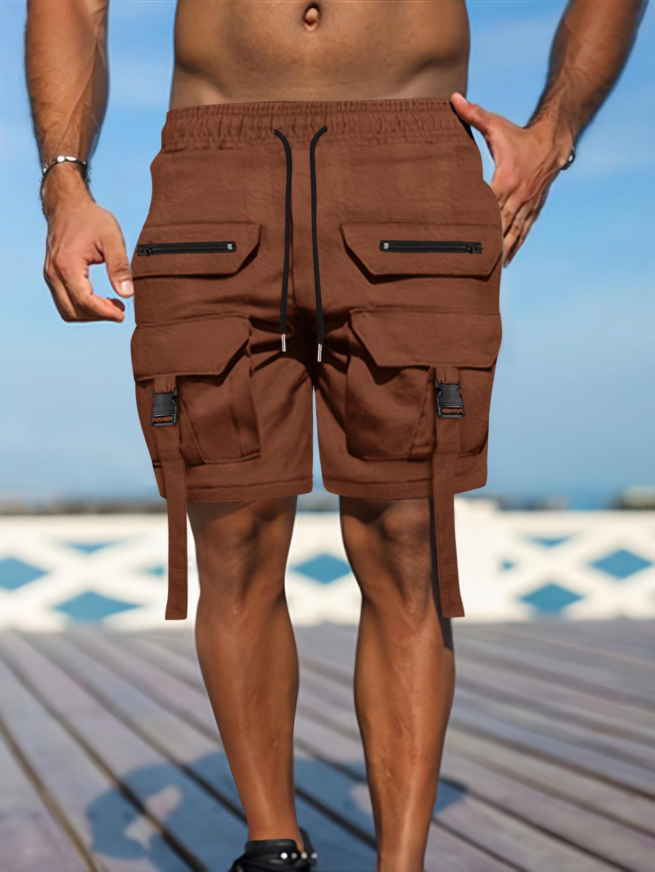 

Men s Summer Tactical Cargo Shorts, Multi-Pocket Paratrooper Shorts, Loose Fit Athletic Knee-Length Casual Shorts 3XL коричневий
