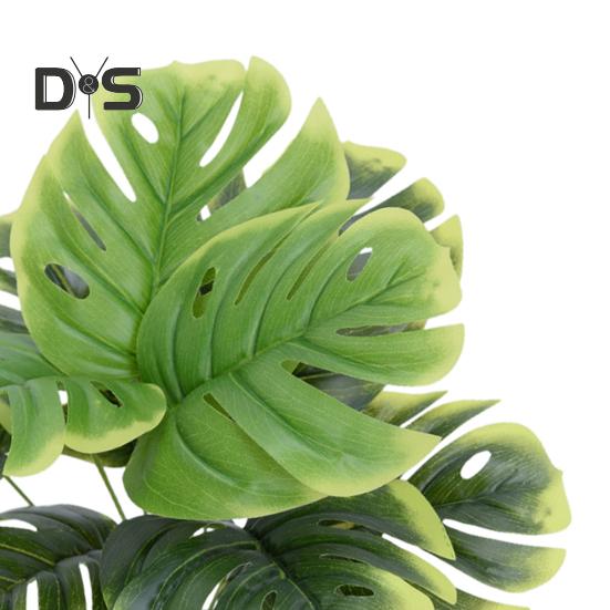 Artificial Monstera Leaves Vivid Fresh Keeping 9 Forked Fake Potted Green Plant Leaves Party Supplies