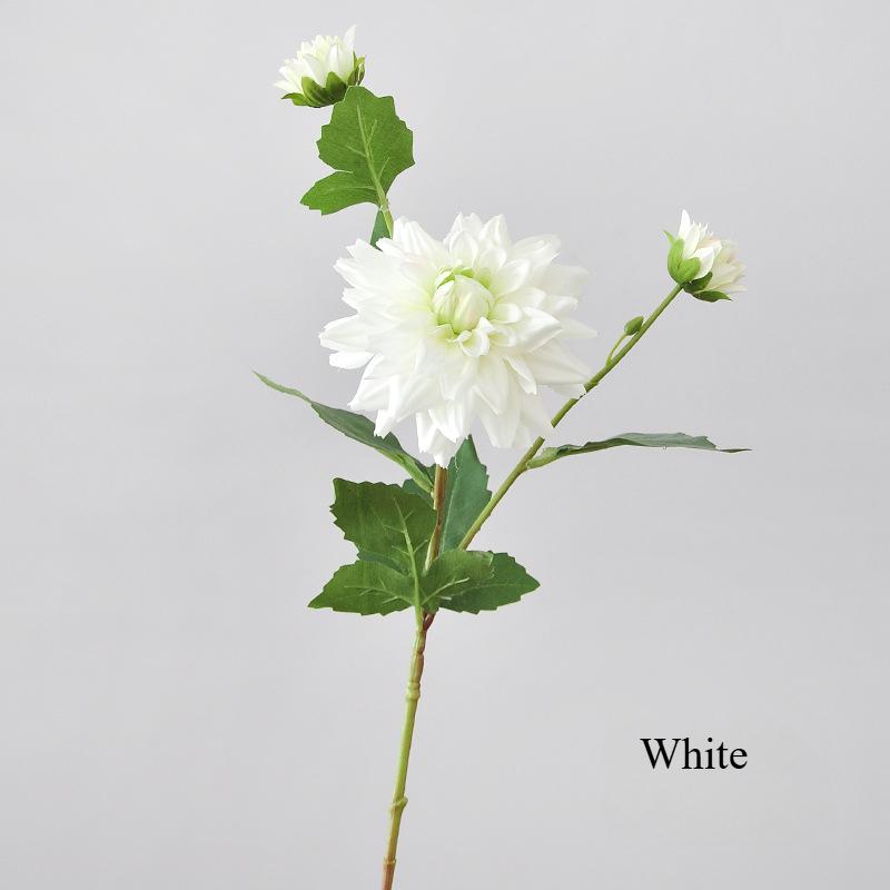

65СМ Одиночный 3-головый Георгин Искусственный Цветок Скандинавское Свадебное Украшение Дорожный Указатель Украшение Дома Реквизит для Фотографии белый