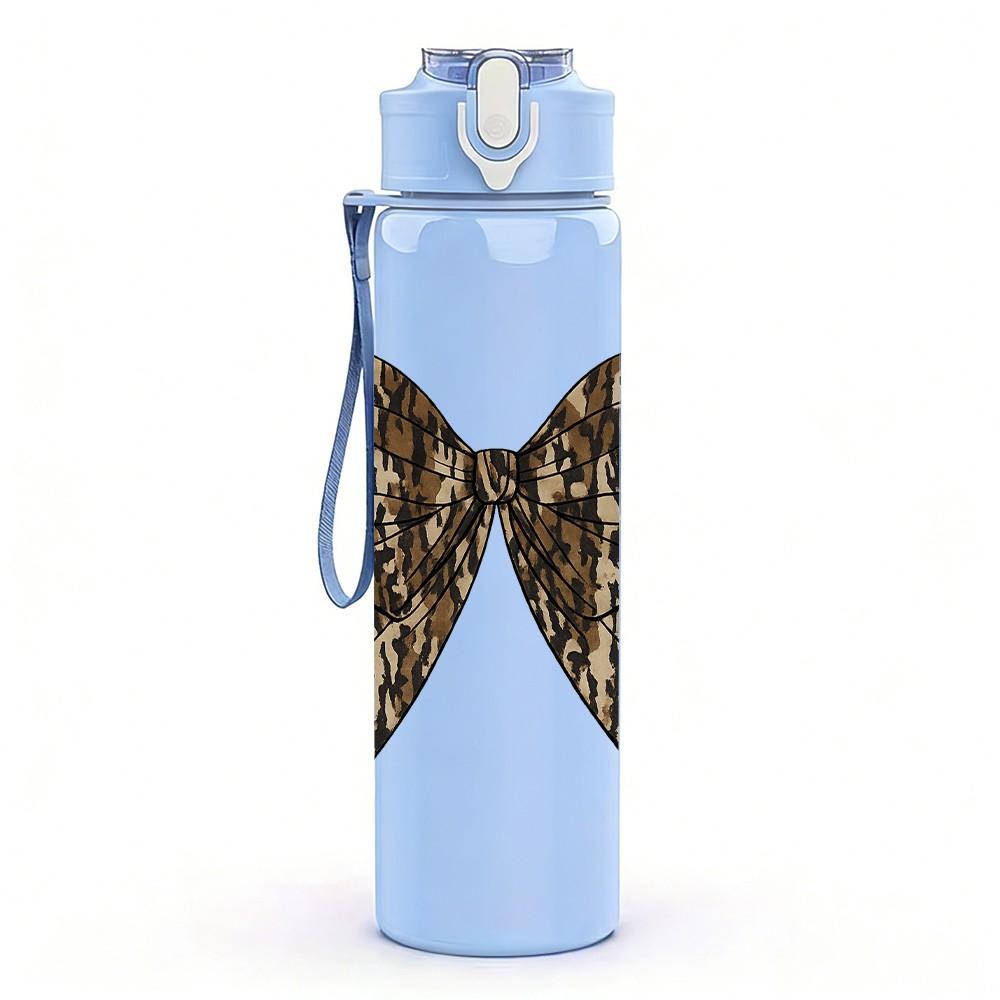 1PC Camo Hunting Bow Bowtie Print 750ml Color Plastic Sports Water Bottle Leakproof Flip Straw Lid Suitable for Sports Office Home Use