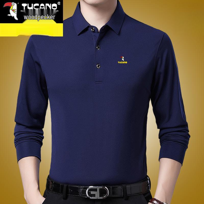 

Мужская хлопковая рубашка поло с длинным рукавом Woodpecker - Осенне-весенний стиль с плюшевой подкладкой XL (135–150 jin)