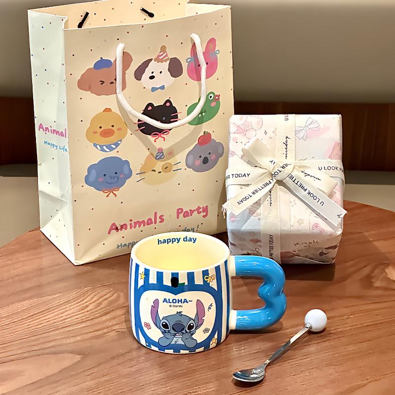 Vysoce hodnotný roztomilý hrnek s Medvídkem Pú pro pár, keramický pohár na vodu, dětský hrnek na mléko a kávu, dárek k narozeninám, dárková krabička