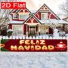 Spanish Christmas Banner, Red & Golden Spanish Lettering Design, Durable Polyester Outdoor Porch Fence Garden Party No Electricity Decoration