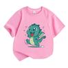 Kids Boys Girls Cute Jumping Cartoon Dragon Print T-Shirt 100% Cotton Short Sleeve O-Neck Casual Summer Soft Breathable Tee Tops for Toddler Youth Chi