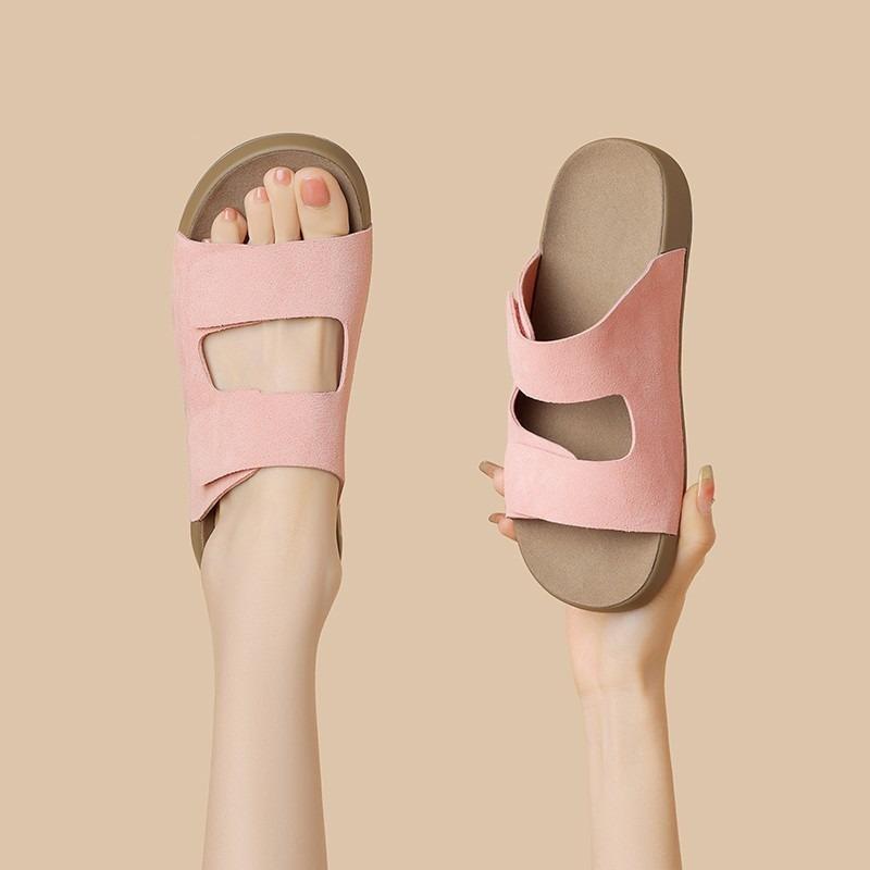 Thick-soled Velcro cool slippers for women's summer wear, new fashion one-word drag, retro sandals