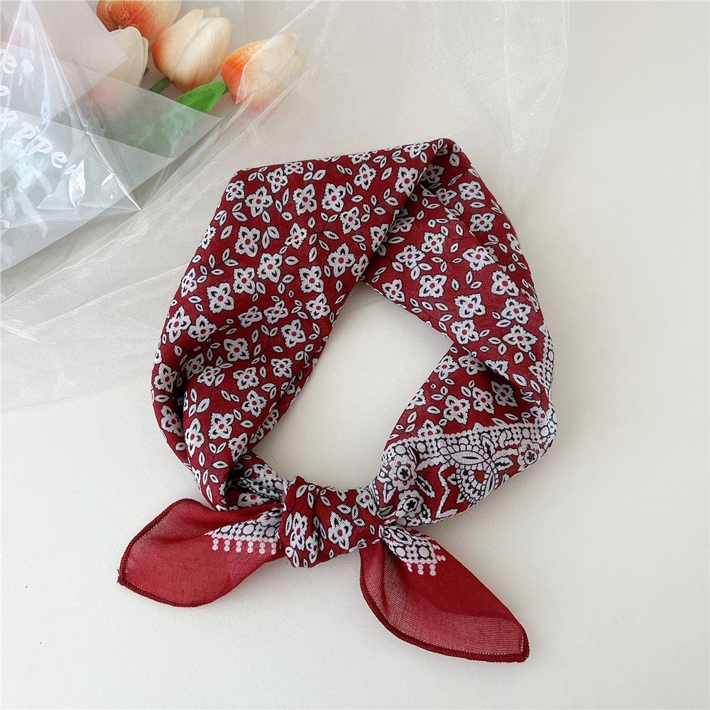 Eșarfă pătrată mică din bumbac și in Eșarfă din mătase Primăvară și toamnă pentru femei Stil nou artistic și versatilă la modă Esarfă cu bentiță cu temperament