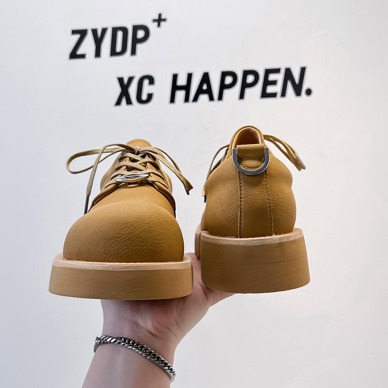 Derby Shoes Men's 2024 Spring and Summer New Mickey Big Head Shoes Big Yellow Boots Round Head Fashion Leather Shoes 177177-A
