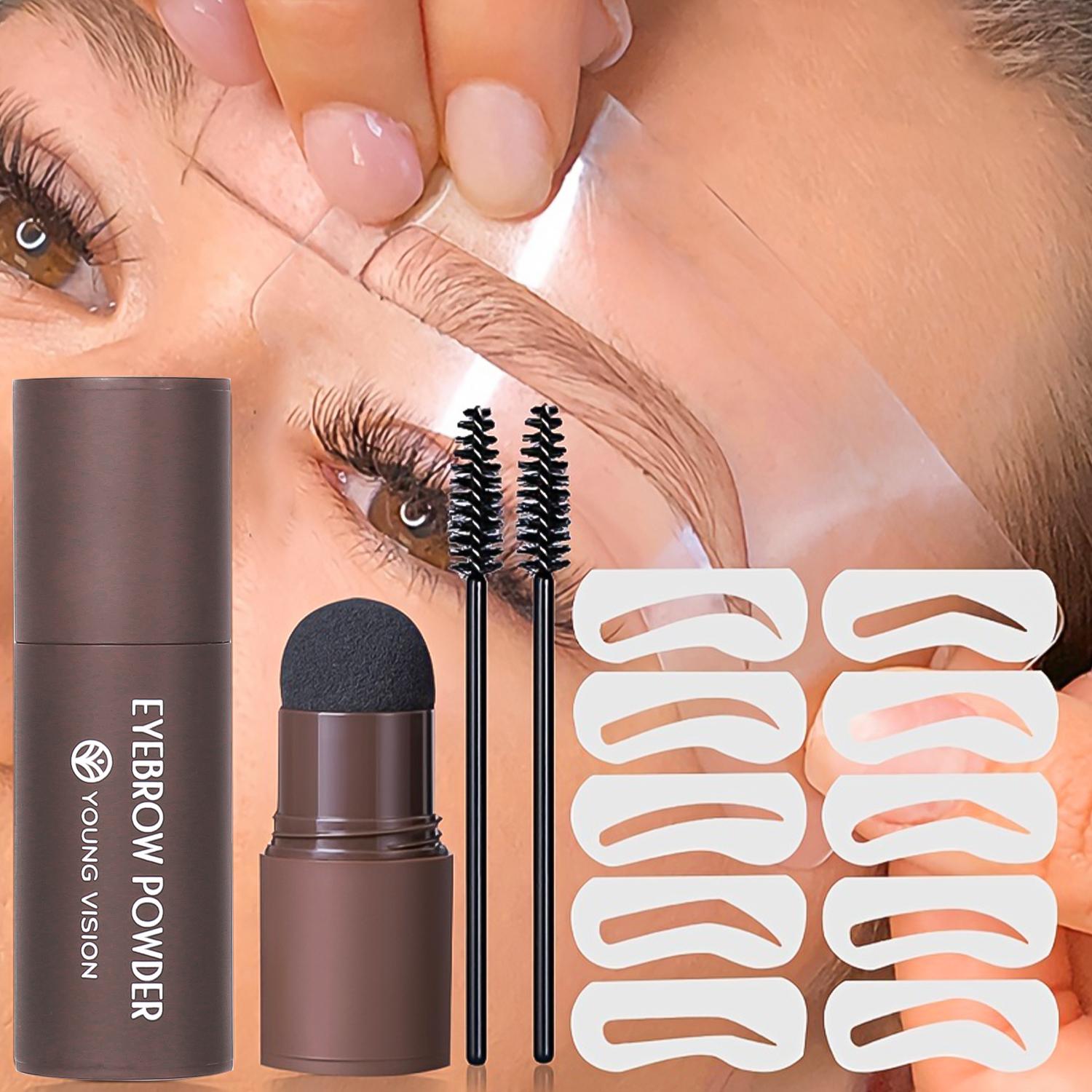 

Eyebrow Stamp Stencil Kit - 1 Pcs Eye Brow Stamp Shaping Kit Long-Lasting Waterproof, Eyebrow Makeup Brow Shape with 10 PCS