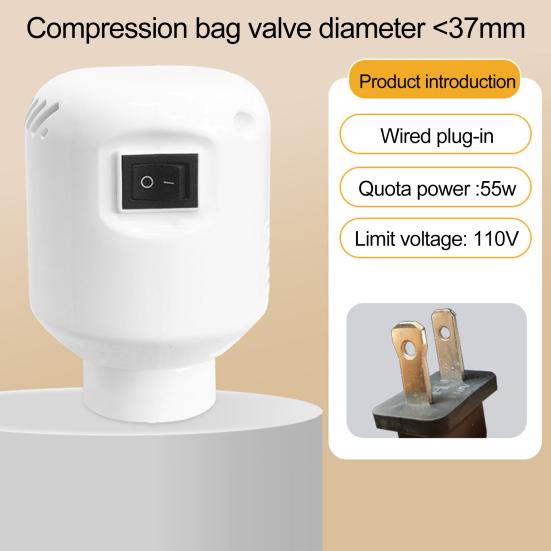 Pompa per vuoto elettrica da 5 W, ad alta potenza, estrazione rapida dell'aria, dissipazione del calore, pompa universale a doppio calibro con spina USA per vestiti, cibo, organizer da viaggio