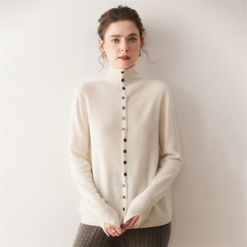 Lekasha Women's Cashmere Cardigan: Autumn/Winter 2026 Collection - Fashionable Thickened Sweater.