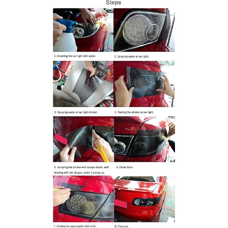 Matte Black Headlight Tail Fog Light Vinyl Film Universal 100X30Cm