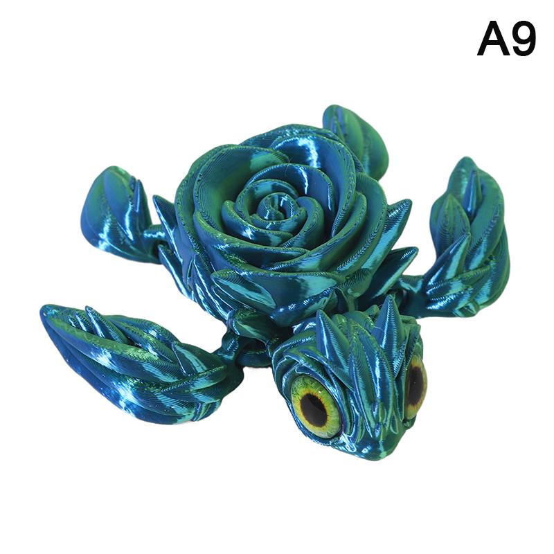 Rose Turtle 3D Printed Articulating Turtle Fidget Toy Joint Movable Model Stress Relief Sea Turtle Figurine Landscape Decoration