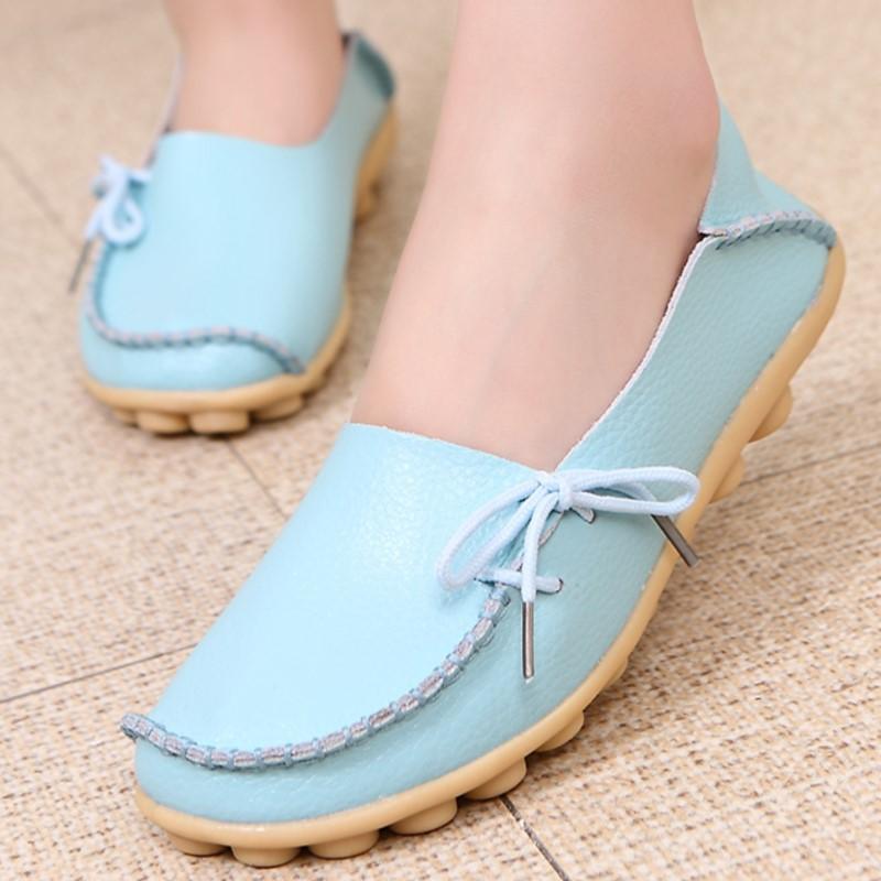 Fashion Flats Shoes Woman Designer Bowtie Women'S Loafer Walking Moccasins Genuine Leather Footwear Women'S Shoes Sale