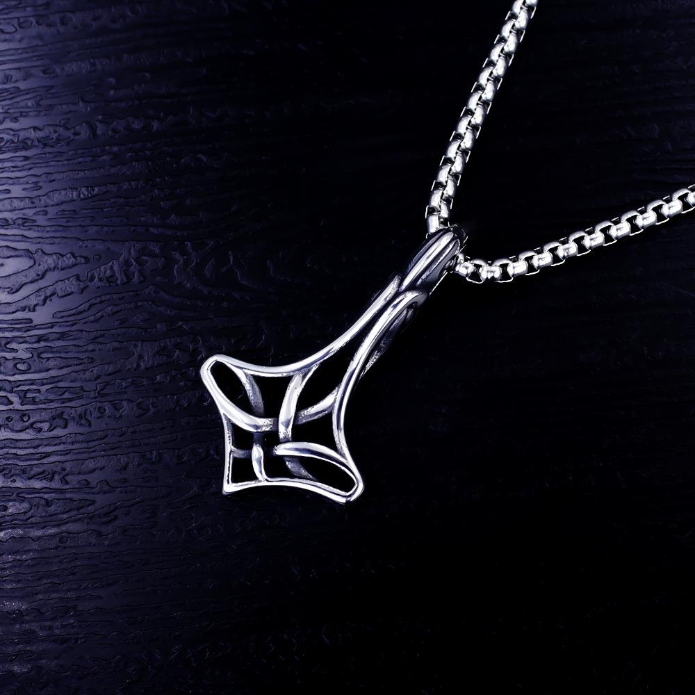 New Hammer Pendant Viking Hollow Titanium Steel Temperament Necklace 60CM