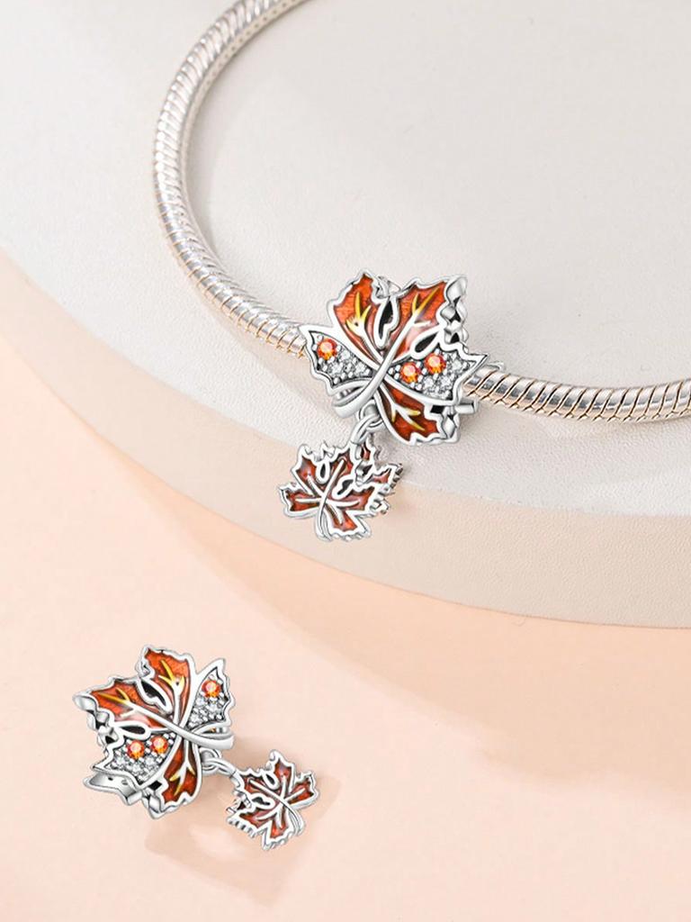 Charms Plata Autumn Pumpkin Ginkgo Mushrooms Beads Copper Plated Fit Copperoriginal Bracelet For Jewelry Making Diy Charm