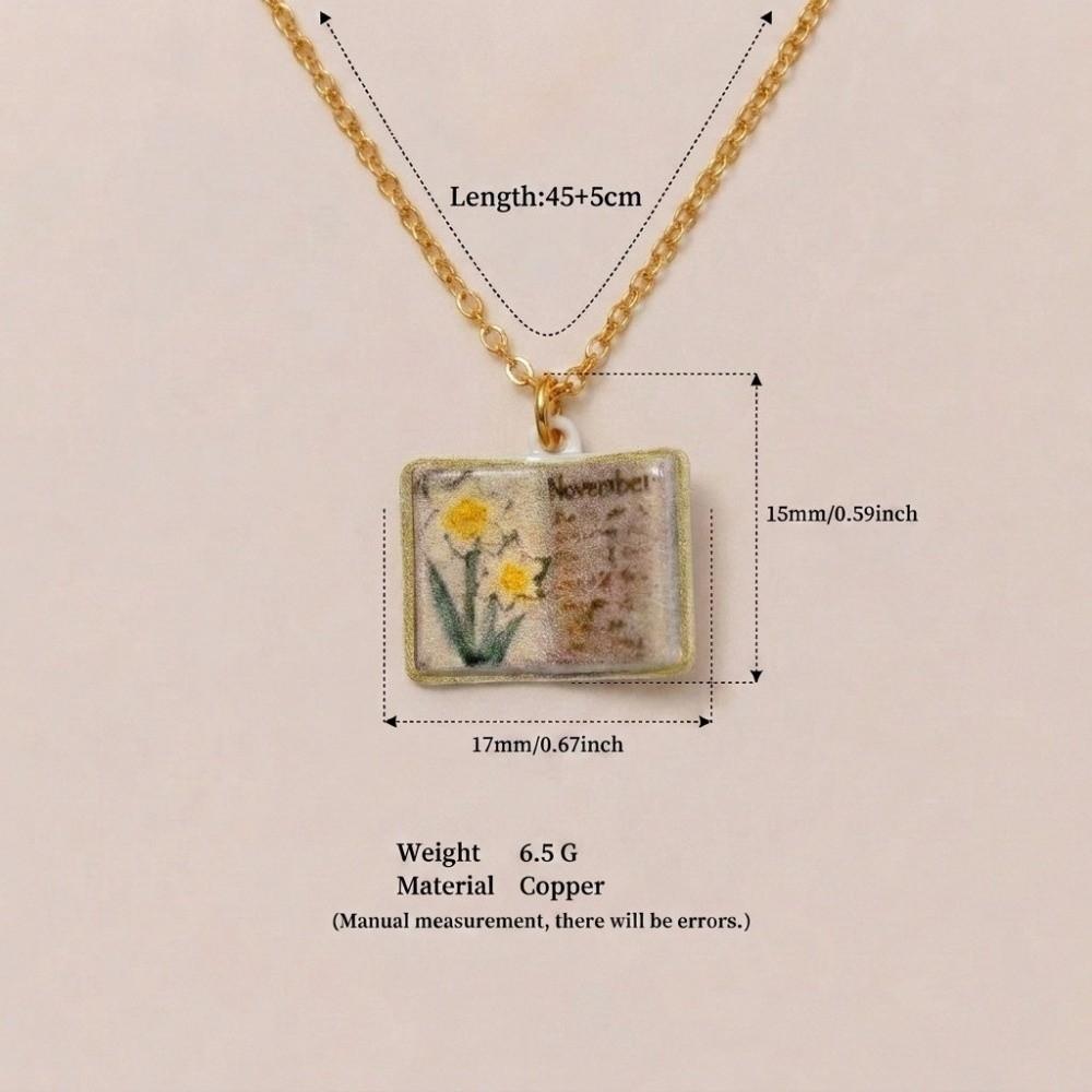 Vintage Style Book Pendant Necklace Antique Porcelain Pendant Necklace Jewelry Accessory