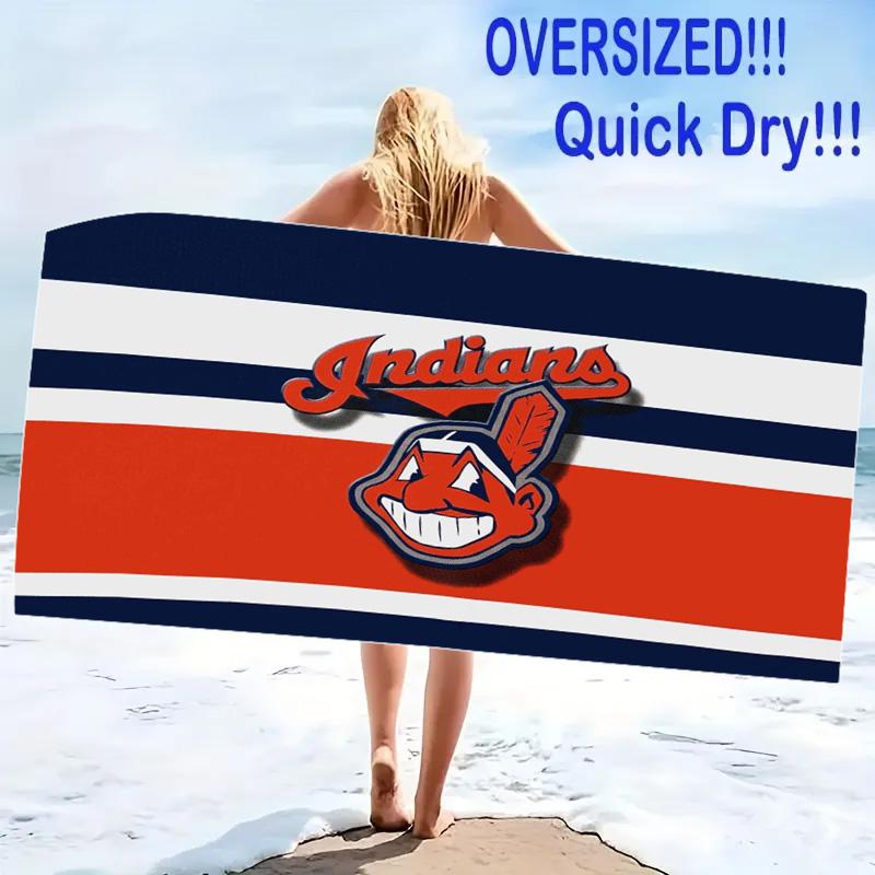 Cleveland Indians Print Beach Towel, Large Soft Quick Dry Towel for Beach Camping Swimming