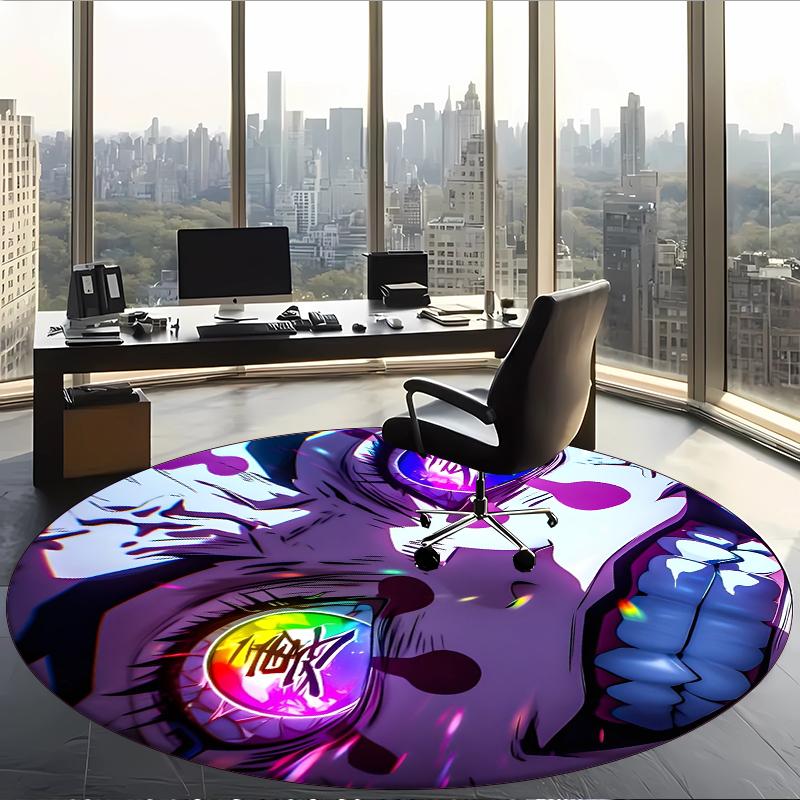 Douma (1) Round Office Rug Decorative Floor Rug for Office Bedroom Living Room and Home Space
