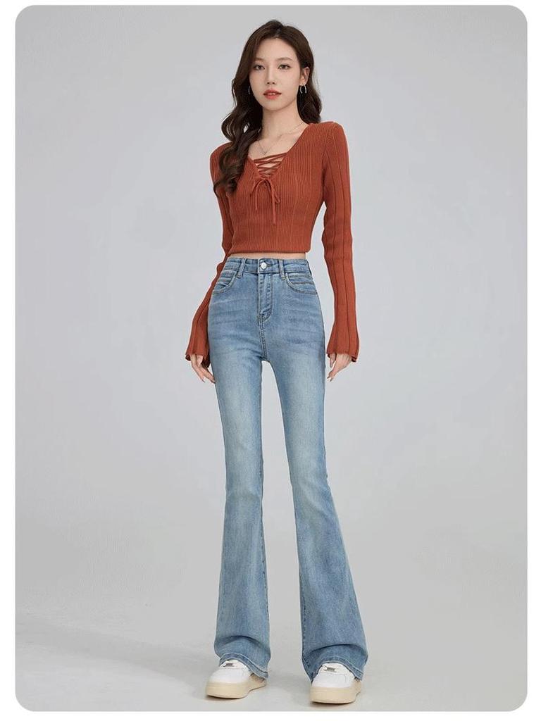 Women's 2025 High Waist Drapey Retro Slimming Micro Flare Jeans