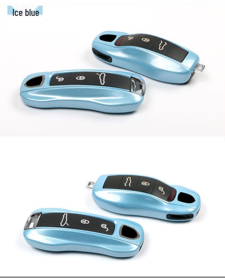 Fits Porsche Key Shell: New Cayenne, Macan, Panamera, 718, Taycan - Ice Raspberry Pink Matte Gray Solid Color
