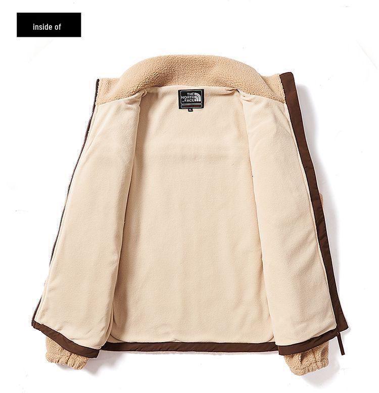 Unisex trendy tlustá bunda s výstřihem do stojáčku, podšitá fleecem, vyšívaná, z jehněčí vlny, pro páry