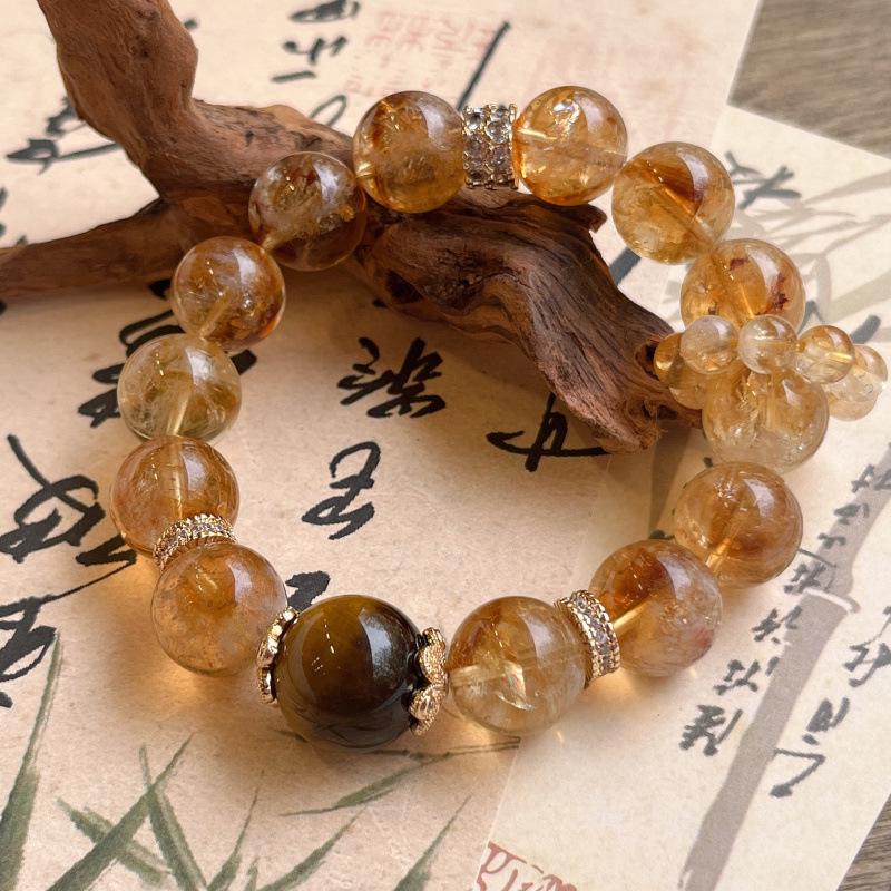 Citrine Yellow Crystal Bracelet for Women: Elegant Design, Light Luxury, Wealth-Attracting Hand Jewelry