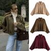 Dames Oversized Vleermuis Mouw Reverskraag Ritssluiting Suède Cropped Bomberjack Casual Buitenjas