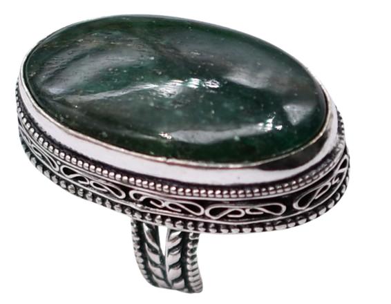 Green Moss Agate Natural Gemstone Silver Plated Ring US Size-6.25 A 474