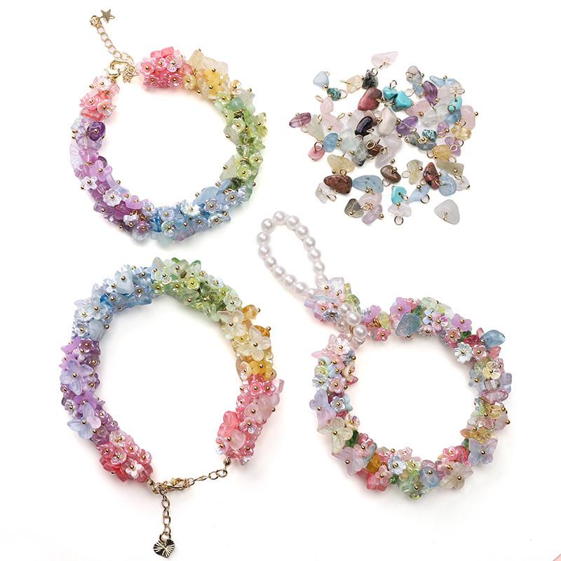 [5-10mm] 5pcs Natural Stone Pendant Mini Natural Crushed Stone Color Retention Pendant DIY Bracelet Necklace Earring Accessories
