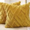 Pillow Geometric Cover Plush Material  And Logo Living Room Sofa Home Decor
