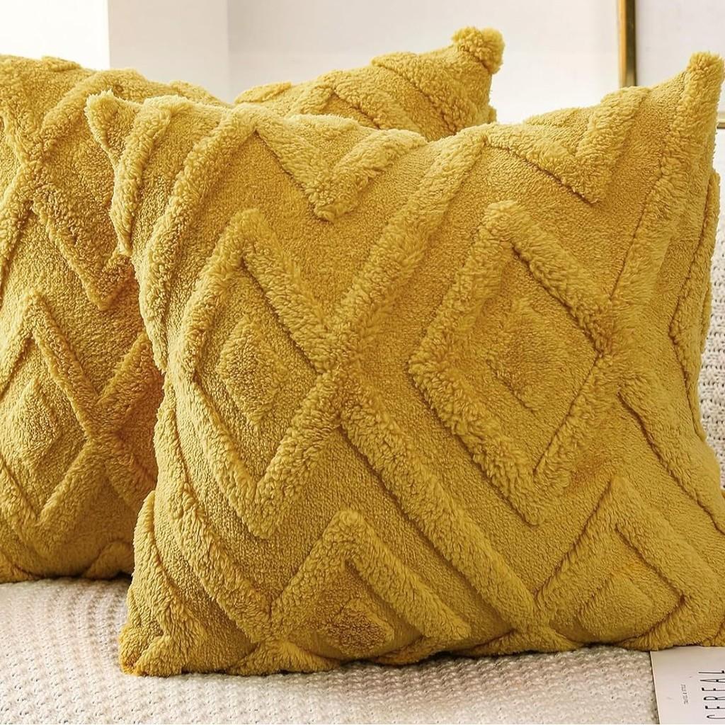 Pillow Geometric Cover Plush Material  And Logo Living Room Sofa Home Decor