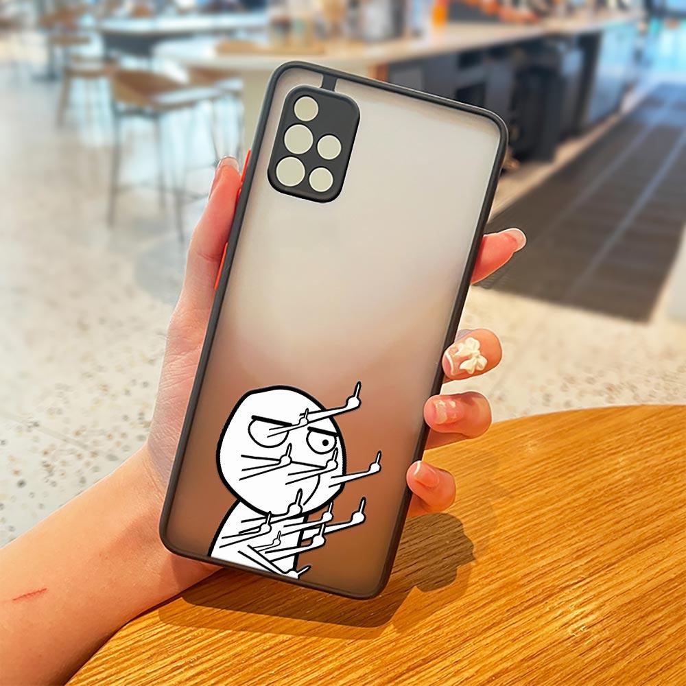 Cute Middle Finger Funny Man Galaxy A53 5G Case For Samsung A52 A52s A13 A14 A21S A23 A32 A33 A51 A71 A73 Phone Case Matte Cover