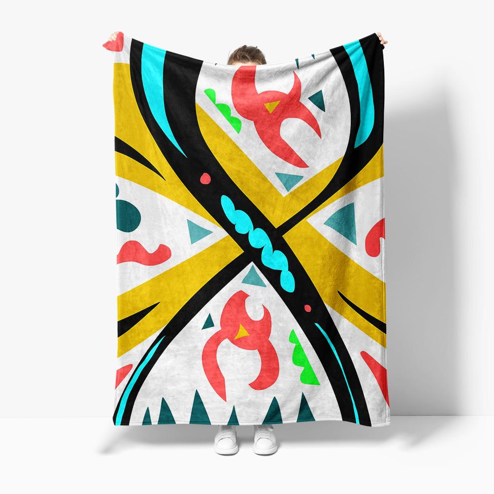 Vibrant Geometric Abstract Print Throw Blanket Sofa Bed Decorative Bedspread Gift Idea 75x100cm