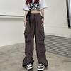 Streetwear Workwear Pants Women Summer Loose Wide Leg Cargo Pants with Large Pockets