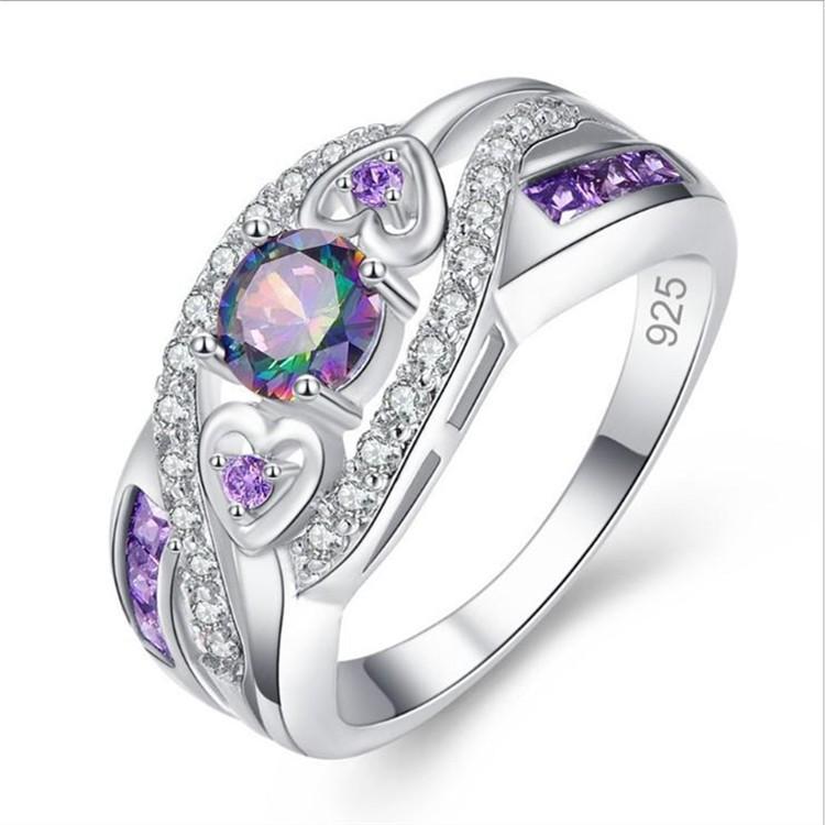 Personalized Retro Style Colorful Zircon Series Ring, Party Jewelry