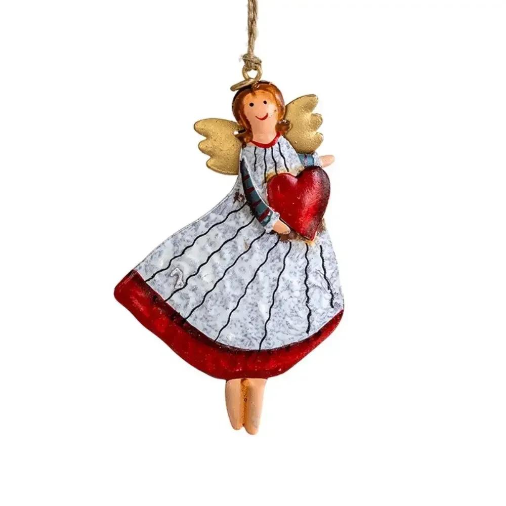Cartoon Angel Girl Christmas Decorations Multicolor Wrought Iron Drop Ornaments Festival Accessories Handicraft