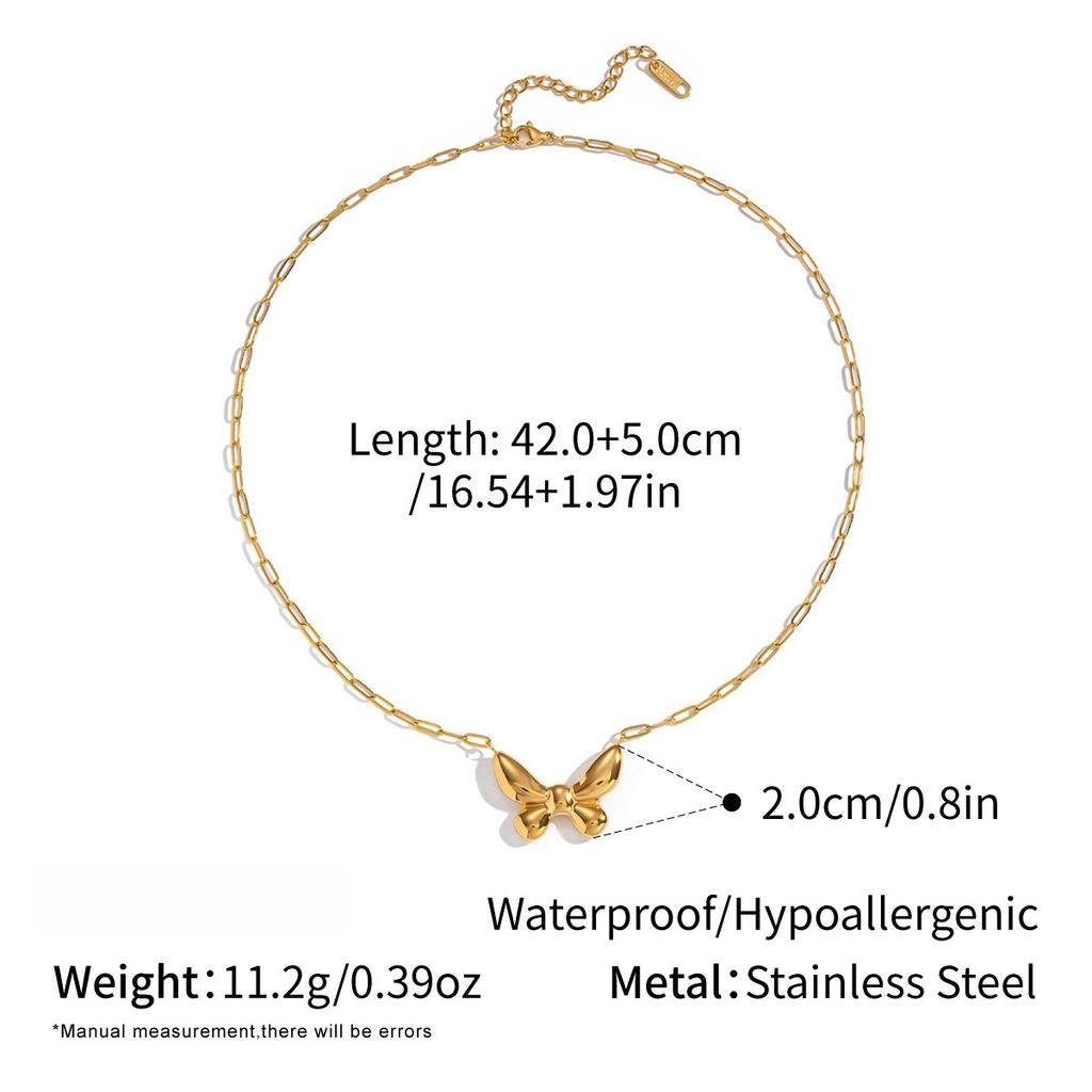 Yori Trendy Stainless Steel Butterfly Pendant Necklace Fashion Chic Sexy Jewelry Waterproof Wholesale Gift for Women New