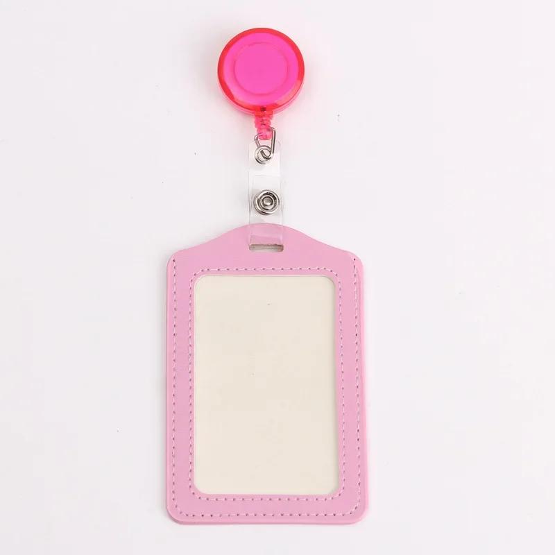Women Man Bank Credit ID Card Holders Bus Identity Badge Protector Cover Bus Card Covers with Retractable Reel Office Supply