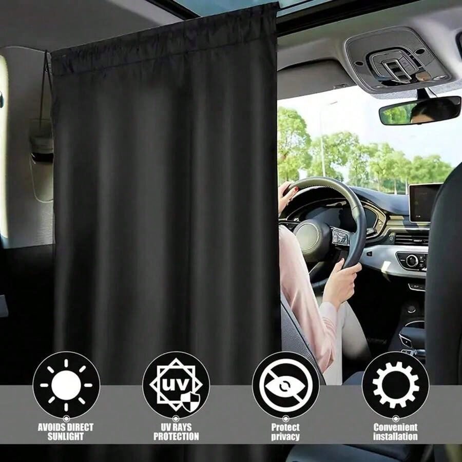 Car Sunshade Curtain, Heat Insulation Privacy Partition Curtain, Front Rear Row Car Shade Cover, RV Blackout Vehicle Curtain