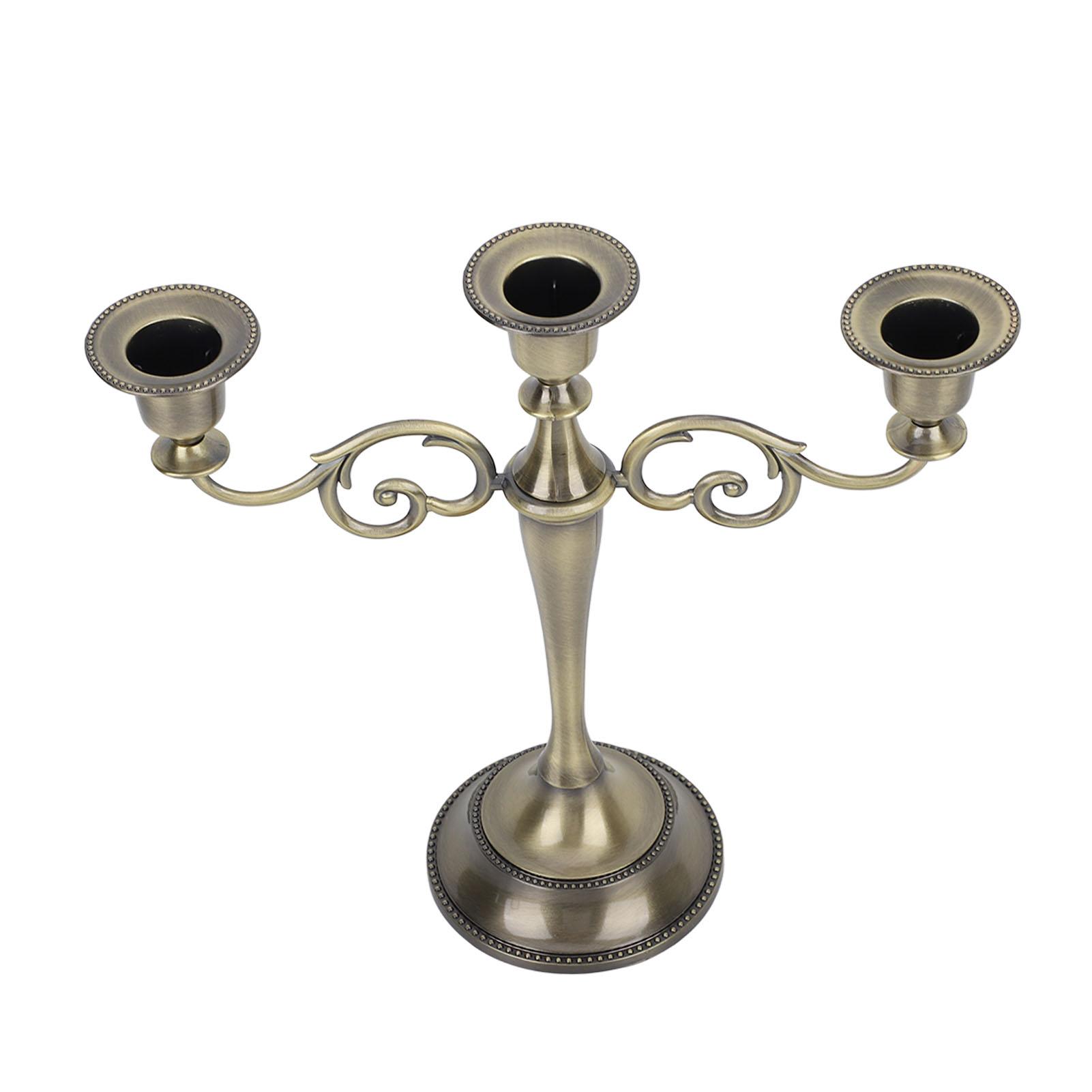 Металлический подсвечник на 3 рожка, глянцевый, ретро, изысканный, для обеденных столов, свадебного декора