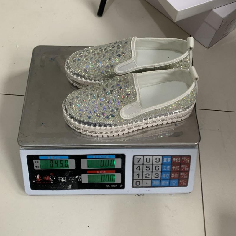 Fashion Low-top and Thin Foot Casual Single Shoes Women's Large Size Thick-soled One-pedal Rhinestone Single Shoes